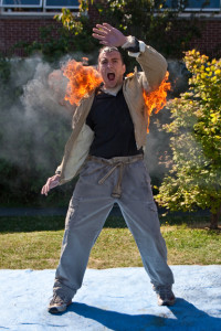 Sensei Adam Rector does a Fireburn at Stunt School